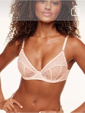 34DD Sheer Lace Underwire Bralette - Blush Pink